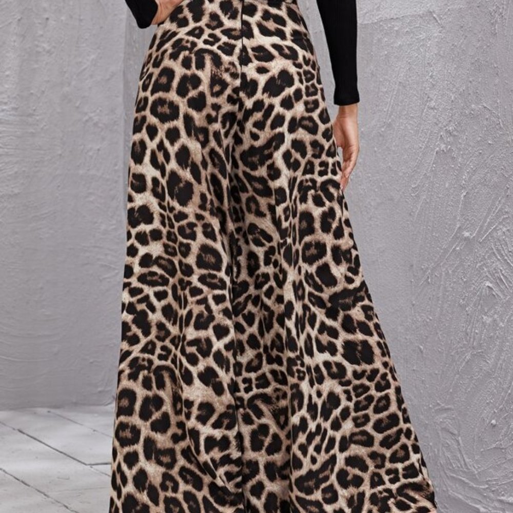 REG or PLUS  Camel leopard print wide leg palazzo - Picture 9 of 12